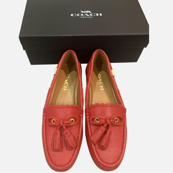 Coach FG1270 Red Bow Scalloped Tassel Loafer - Size US 11 - Picture 2 of 3